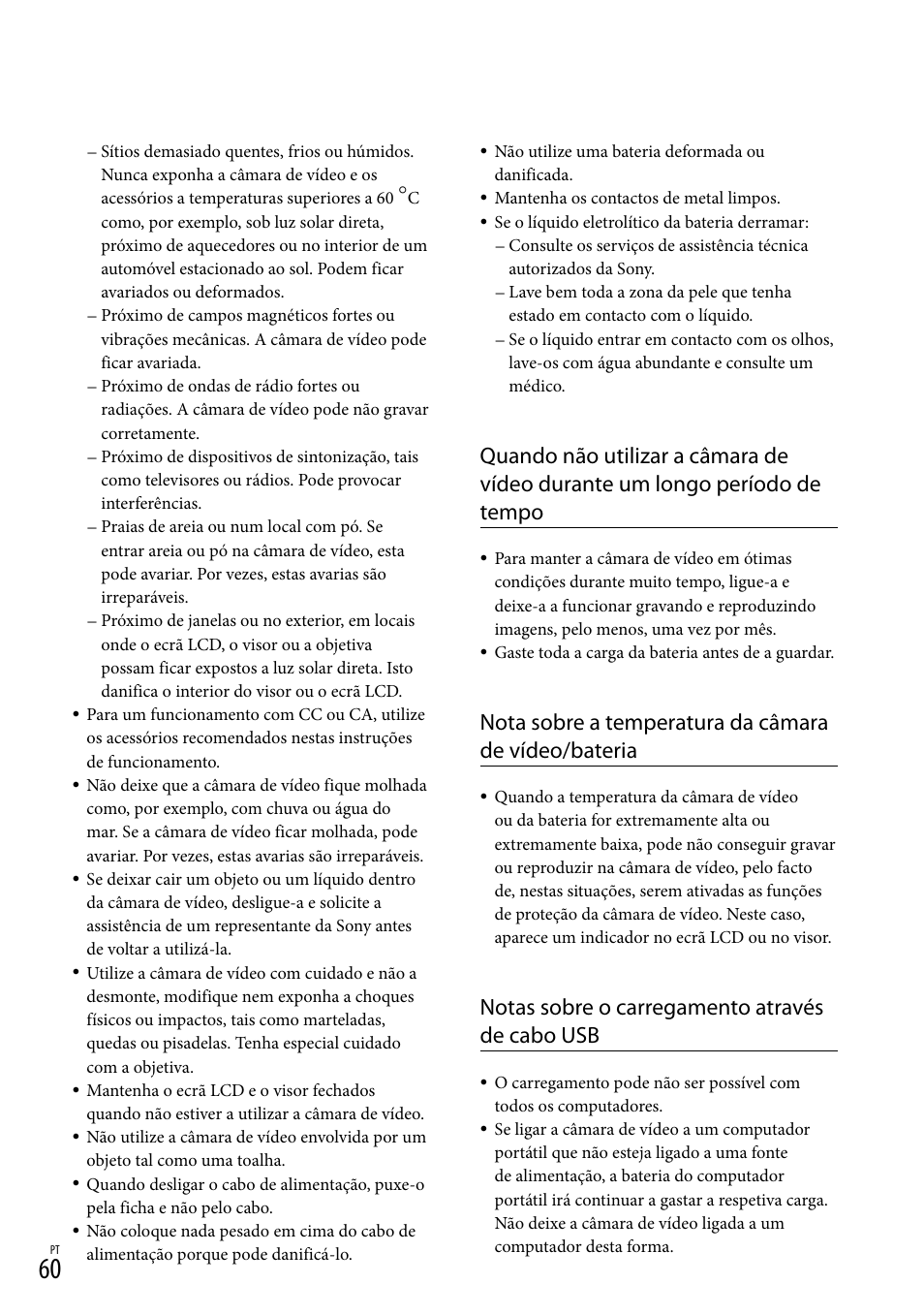 Notas sobre o carregamento através de cabo usb | Sony HDR-PJ780VE User Manual | Page 358 / 371