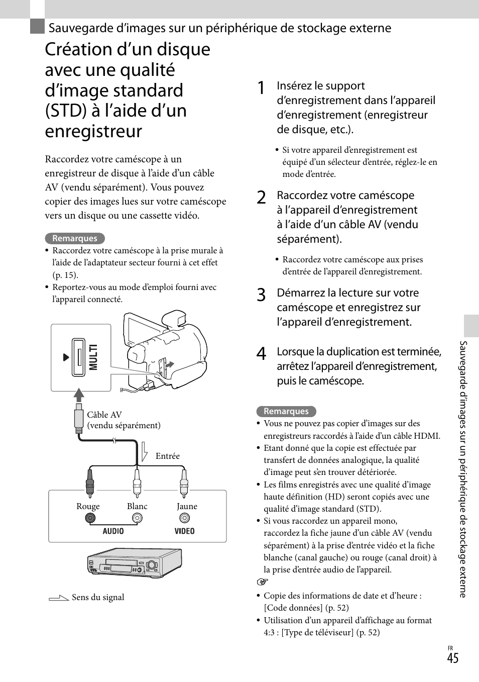 Externe, Enregistreur | Sony HDR-PJ780VE User Manual | Page 45 / 371