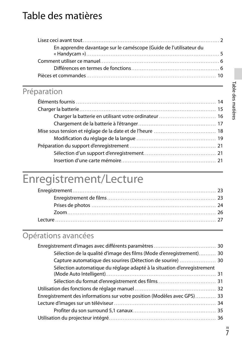 Sony HDR-PJ780VE User Manual | Page 7 / 371
