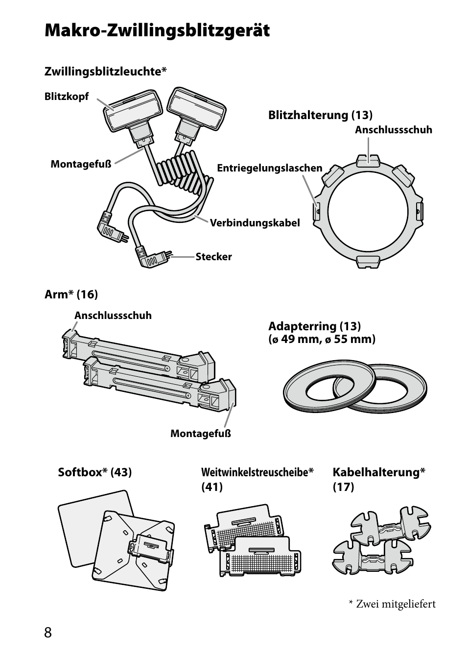 Makro-zwillingsblitzgerät | Sony HVL-MT24AM User Manual | Page 126 / 293