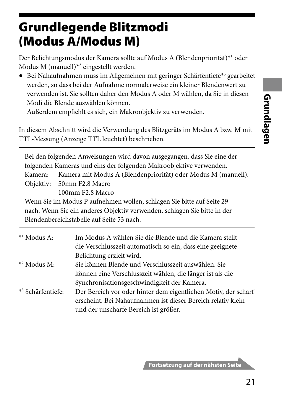 Grundlagen, Grundlegende blitzmodi(modus a/modus m), Grundlegende blitzmodi | Modus a/modus m), Grundlegende blitzmodi (modus a/modus m), 1 g rundlagen | Sony HVL-MT24AM User Manual | Page 139 / 293