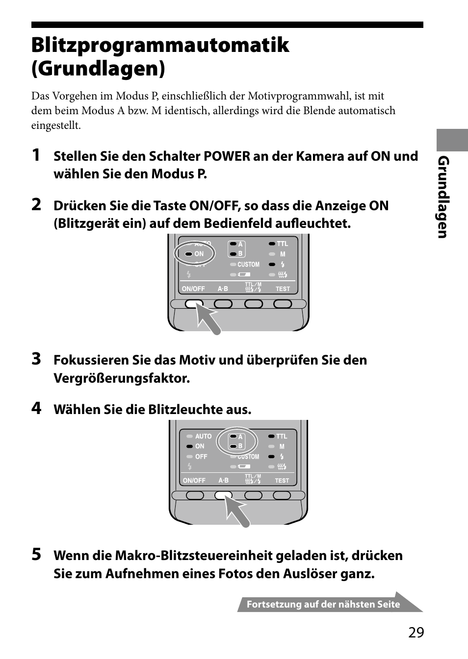 Blitzprogrammautomatik(grundlagen), Blitzprogrammautomatik, Grundlagen) | Blitzprogrammautomatik (grundlagen) | Sony HVL-MT24AM User Manual | Page 147 / 293