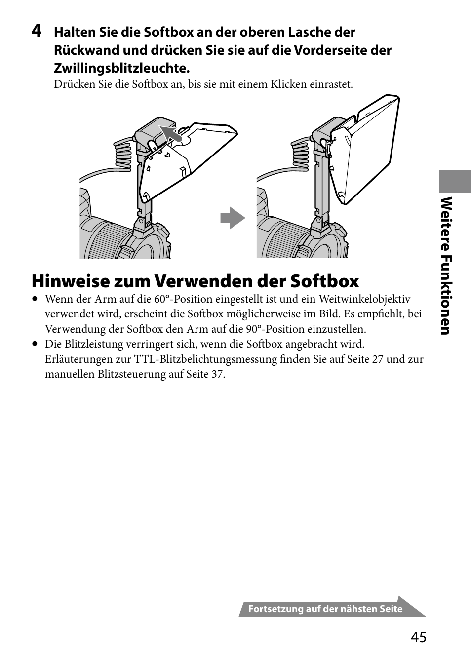 Hinweise zum verwenden der softbox | Sony HVL-MT24AM User Manual | Page 163 / 293