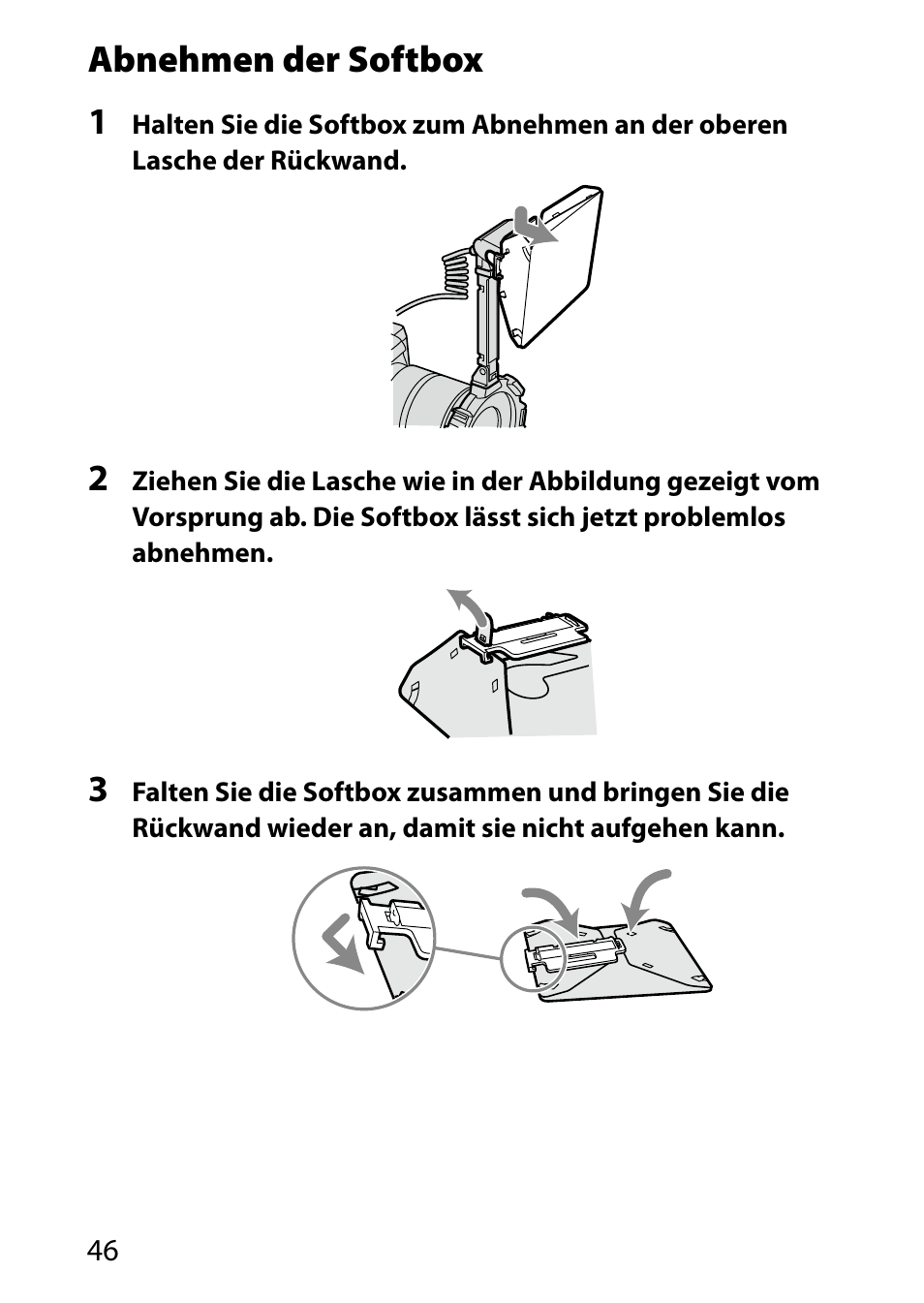 Abnehmen der softbox 1 | Sony HVL-MT24AM User Manual | Page 164 / 293