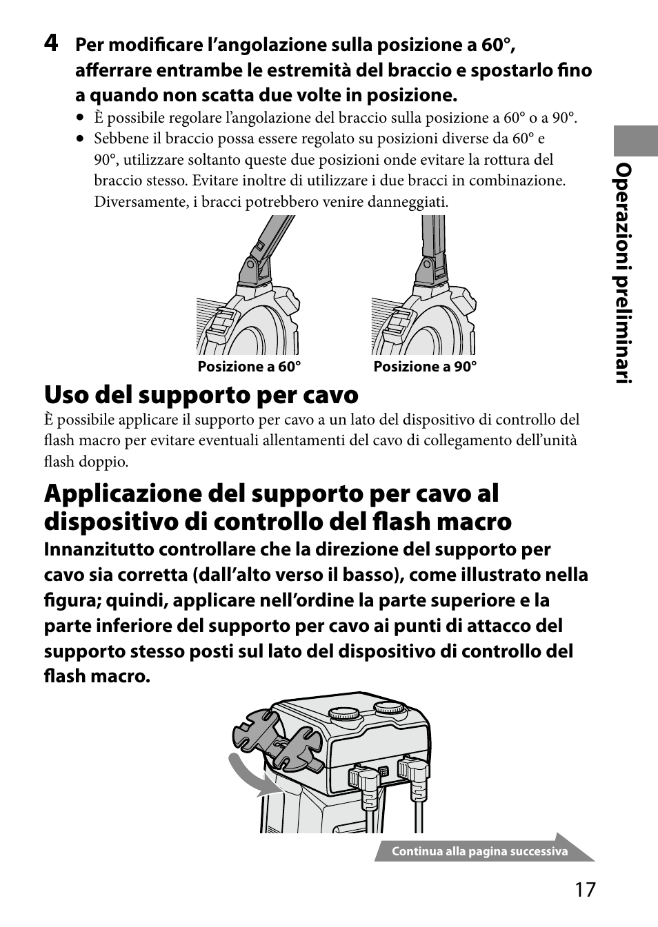 Uso del supporto per cavo, 1 o per azioni pr eliminari | Sony HVL-MT24AM User Manual | Page 193 / 293