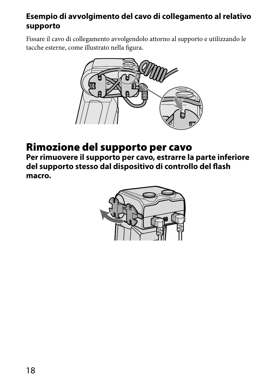 Rimozione del supporto per cavo | Sony HVL-MT24AM User Manual | Page 194 / 293