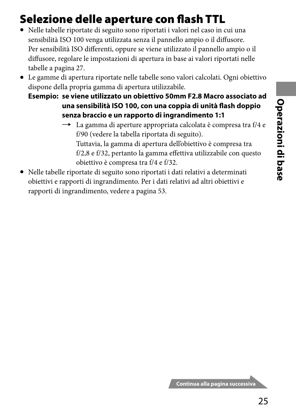 Selezione delle aperture con flash ttl, O per azioni di base | Sony HVL-MT24AM User Manual | Page 201 / 293