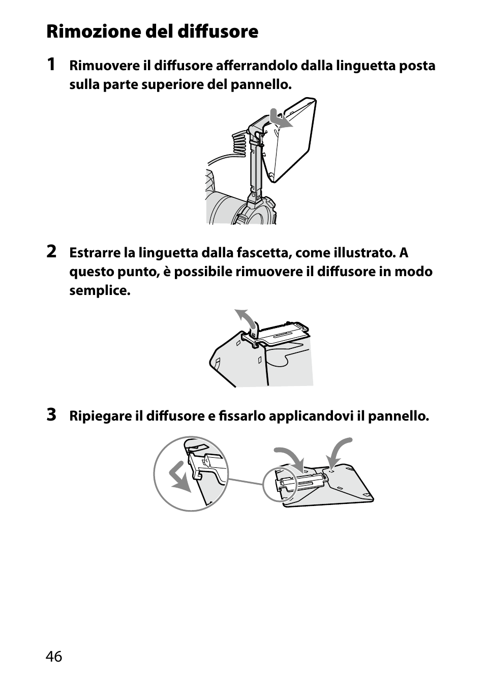 Rimozione del diffusore 1 | Sony HVL-MT24AM User Manual | Page 222 / 293