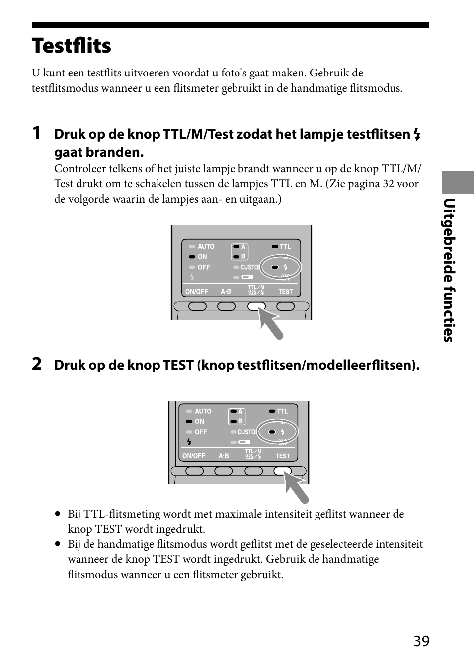 Testflits | Sony HVL-MT24AM User Manual | Page 273 / 293