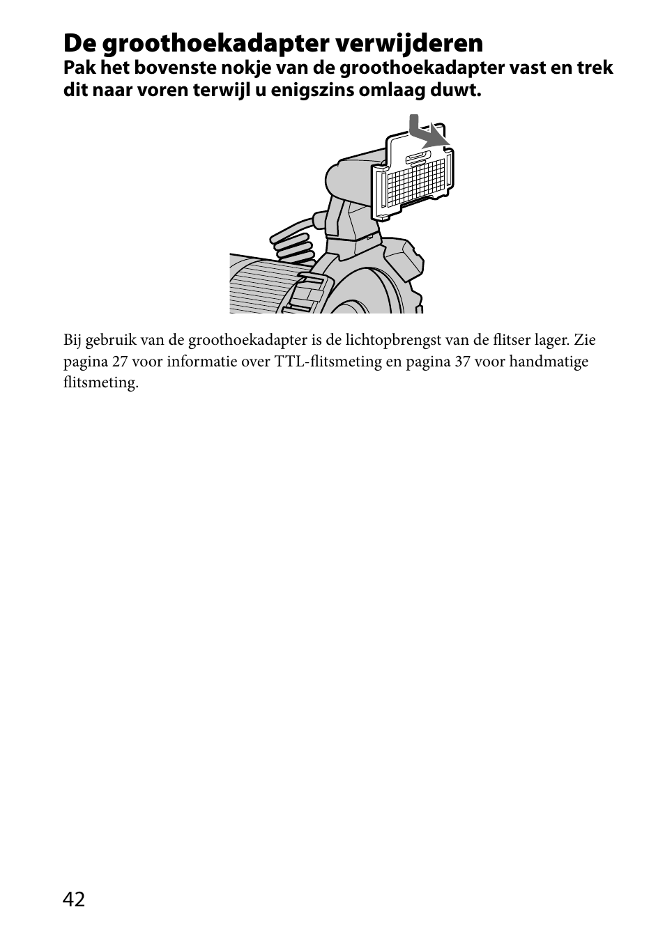 De groothoekadapter verwijderen | Sony HVL-MT24AM User Manual | Page 276 / 293