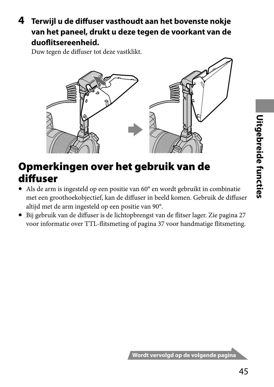 Opmerkingen over het gebruik van de diffuser | Sony HVL-MT24AM User Manual | Page 279 / 293