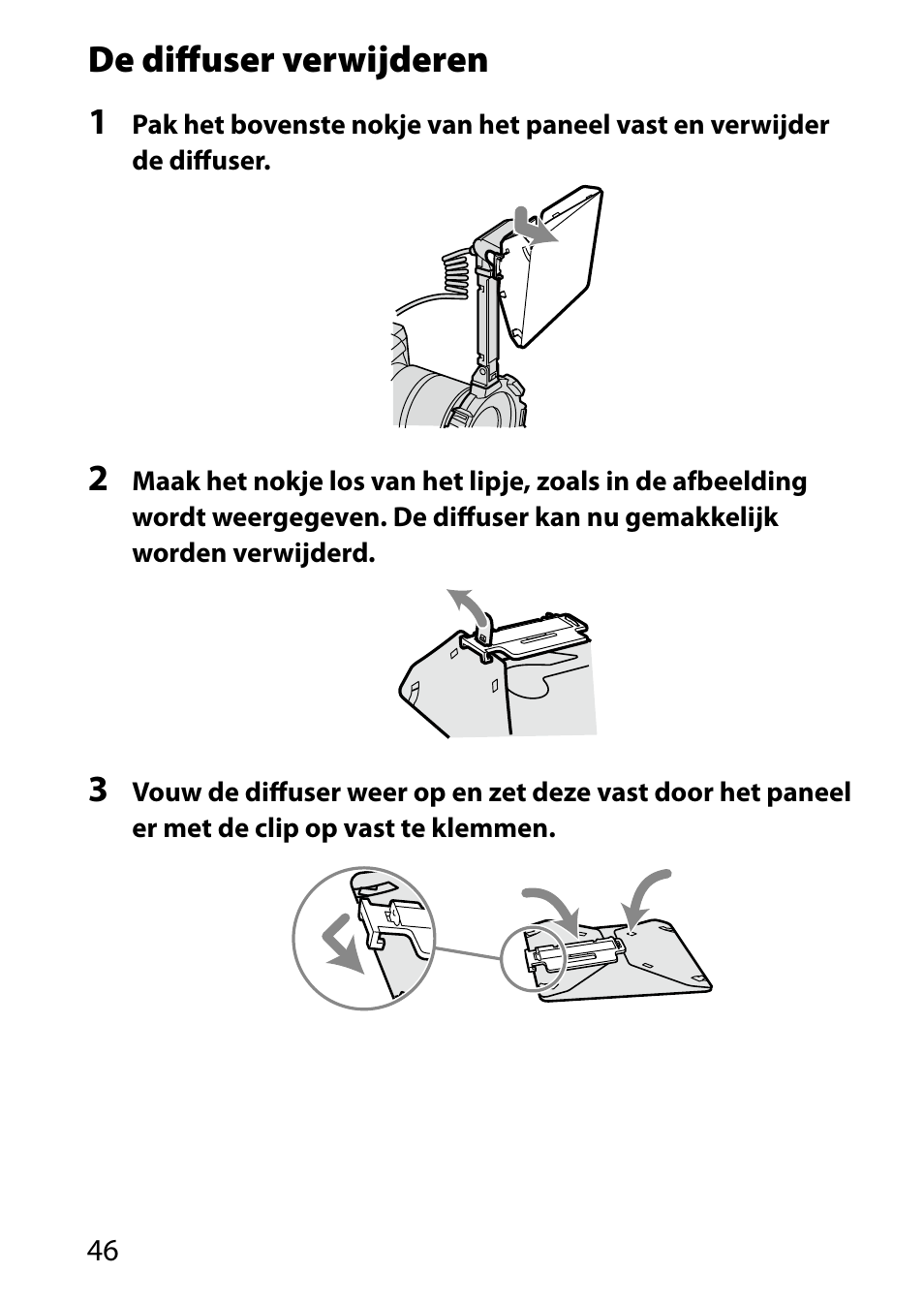 De diffuser verwijderen 1 | Sony HVL-MT24AM User Manual | Page 280 / 293