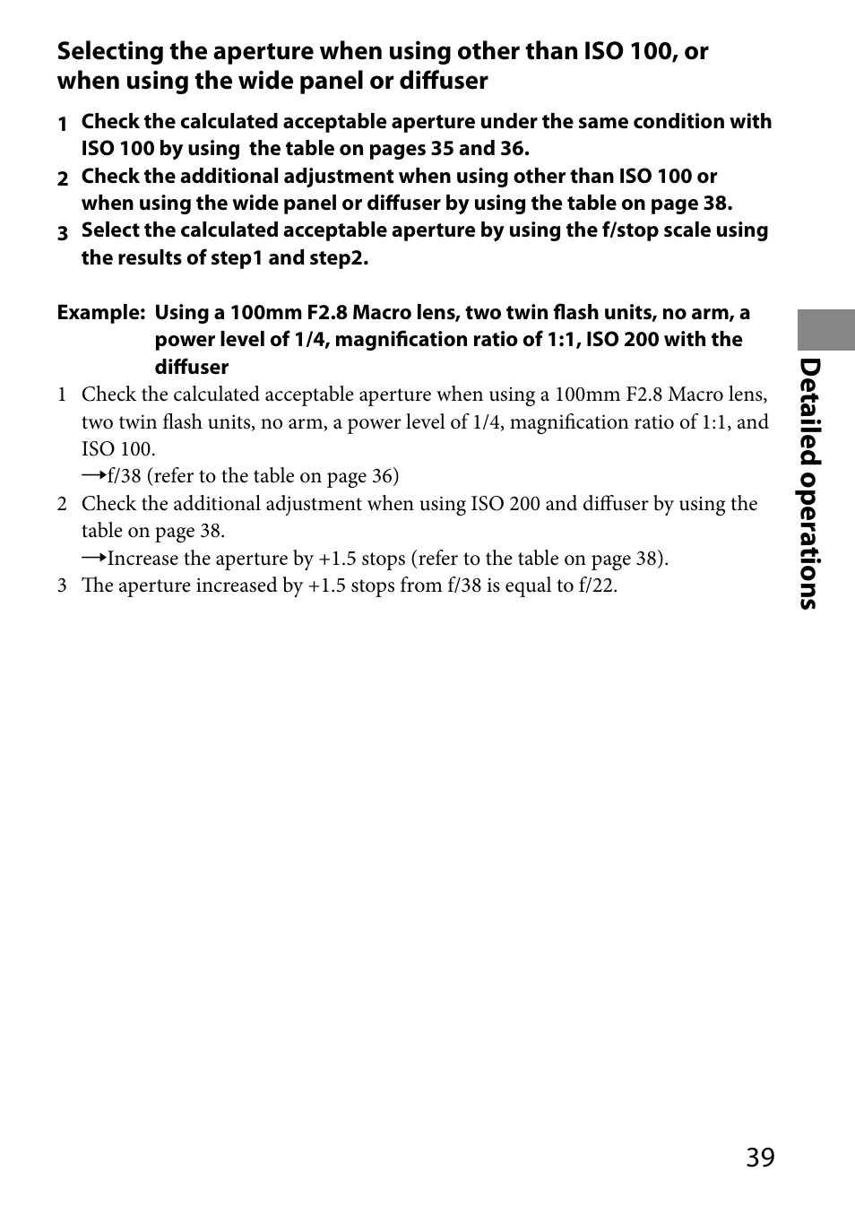 Detailed op er ations | Sony HVL-MT24AM User Manual | Page 39 / 293