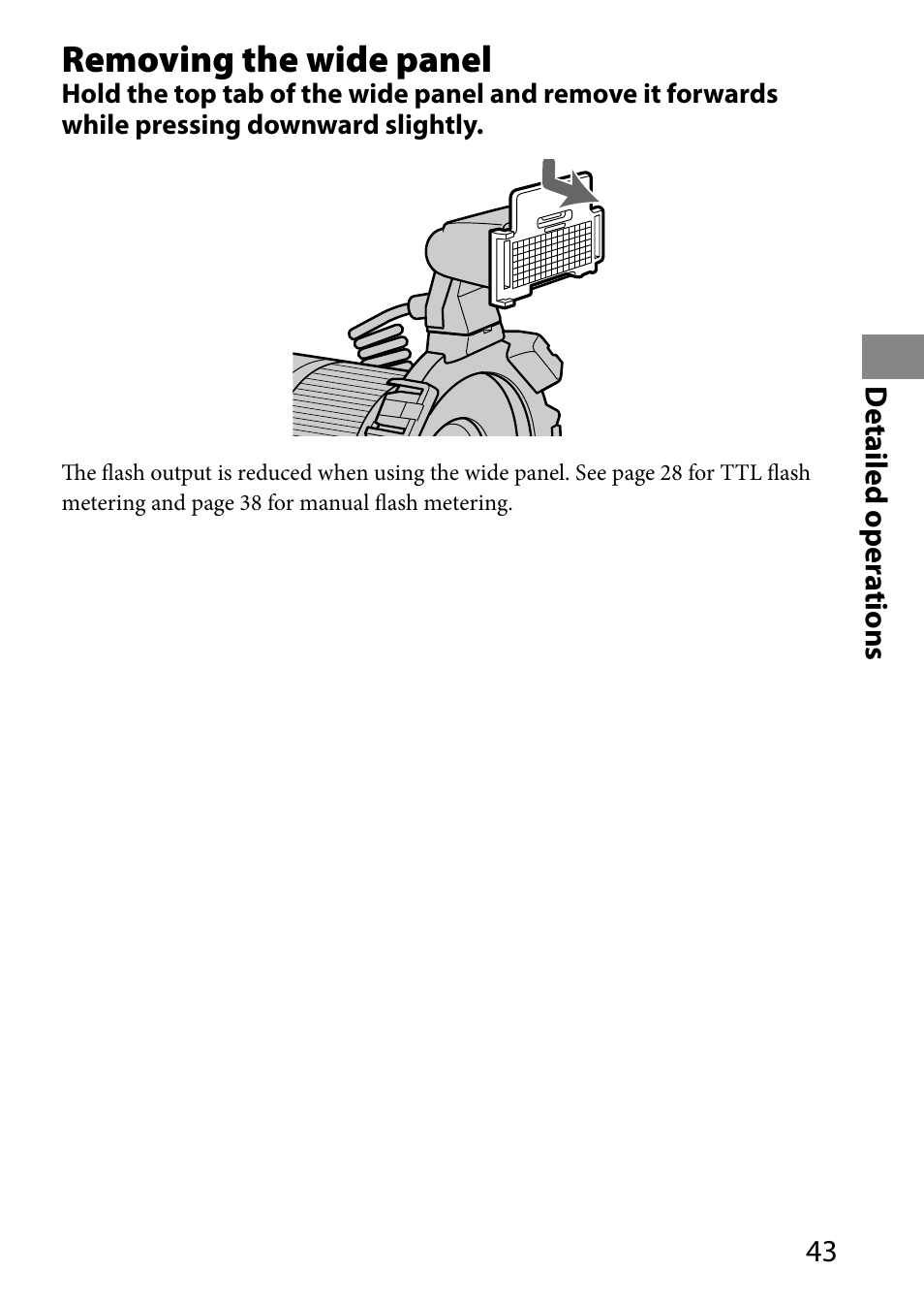 Removing the wide panel | Sony HVL-MT24AM User Manual | Page 43 / 293