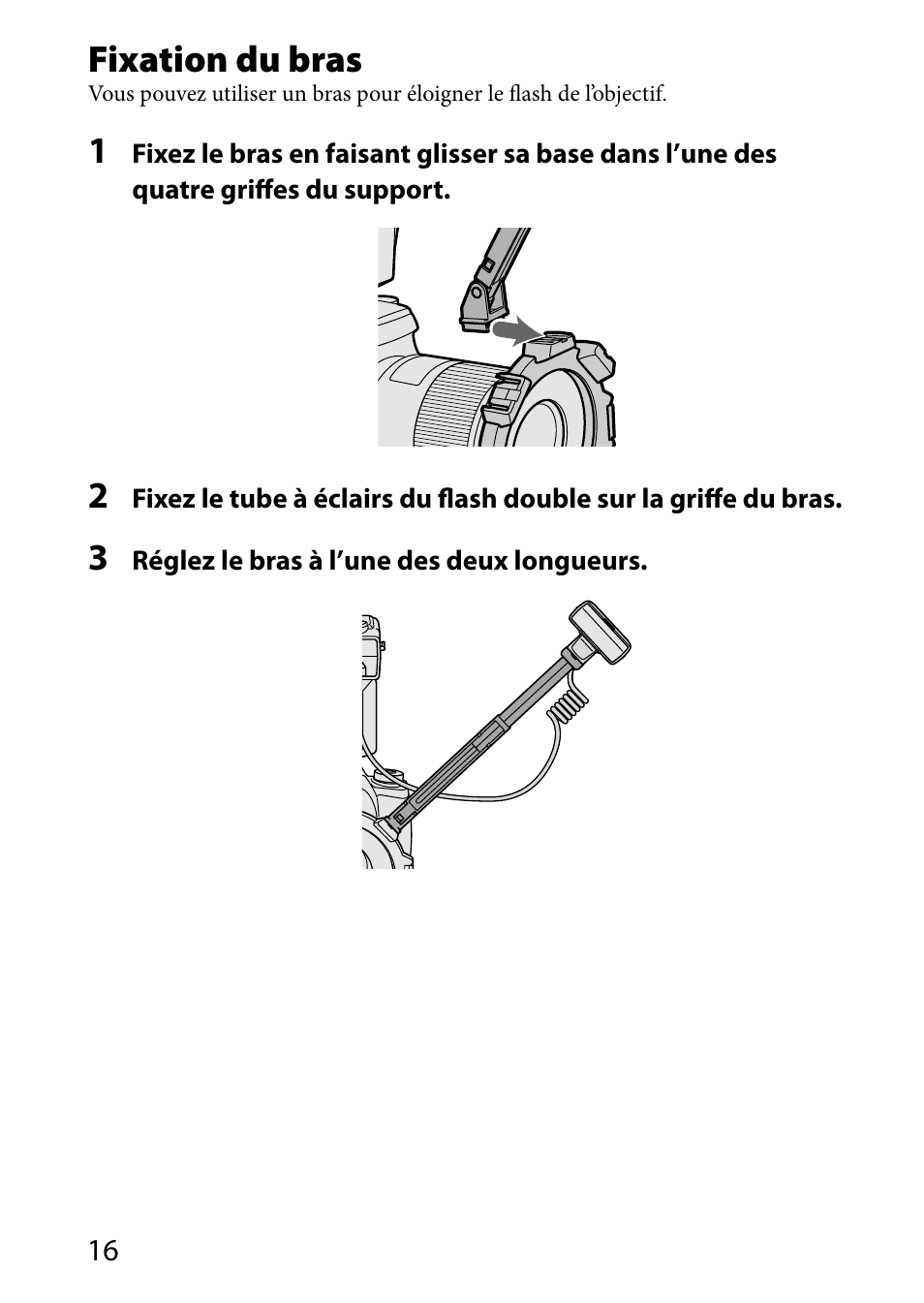 Fixation du bras | Sony HVL-MT24AM User Manual | Page 76 / 293