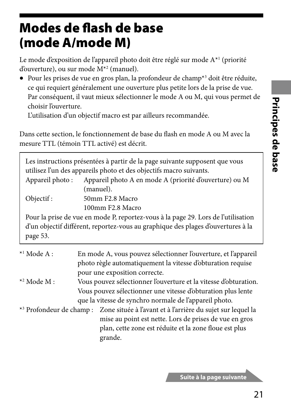 Principes de base, Modes de flash de base(mode a/mode m), Modes de flash de base | Mode a/mode m), Modes de flash de base (mode a/mode m), 1 princip es de base | Sony HVL-MT24AM User Manual | Page 81 / 293