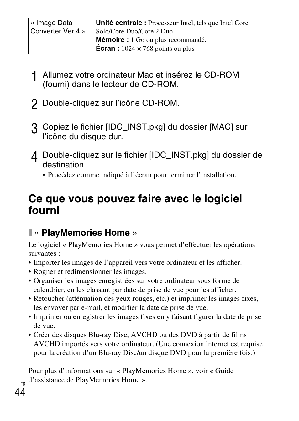 Ce que vous pouvez faire avec le logiciel fourni | Sony NEX-5RL User Manual | Page 110 / 663