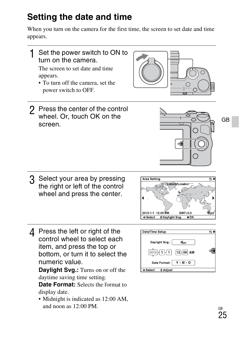 Setting the date and time | Sony NEX-5RL User Manual | Page 25 / 663