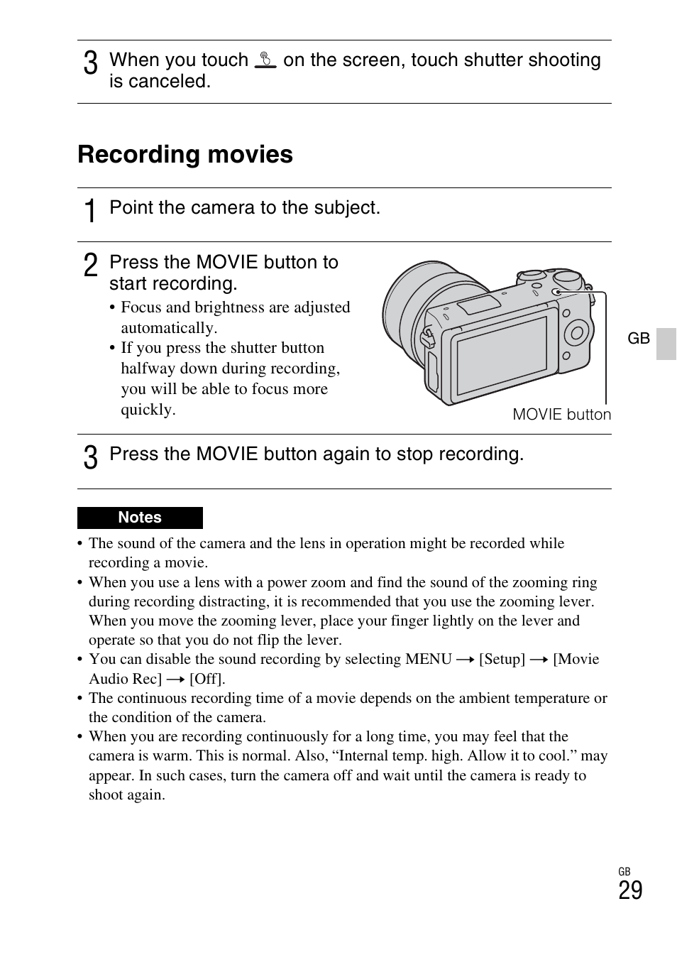 Recording movies, On (29) | Sony NEX-5RL User Manual | Page 29 / 663