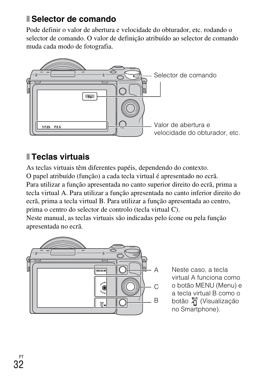 Xselector de comando, Xteclas virtuais | Sony NEX-5RL User Manual | Page 372 / 663