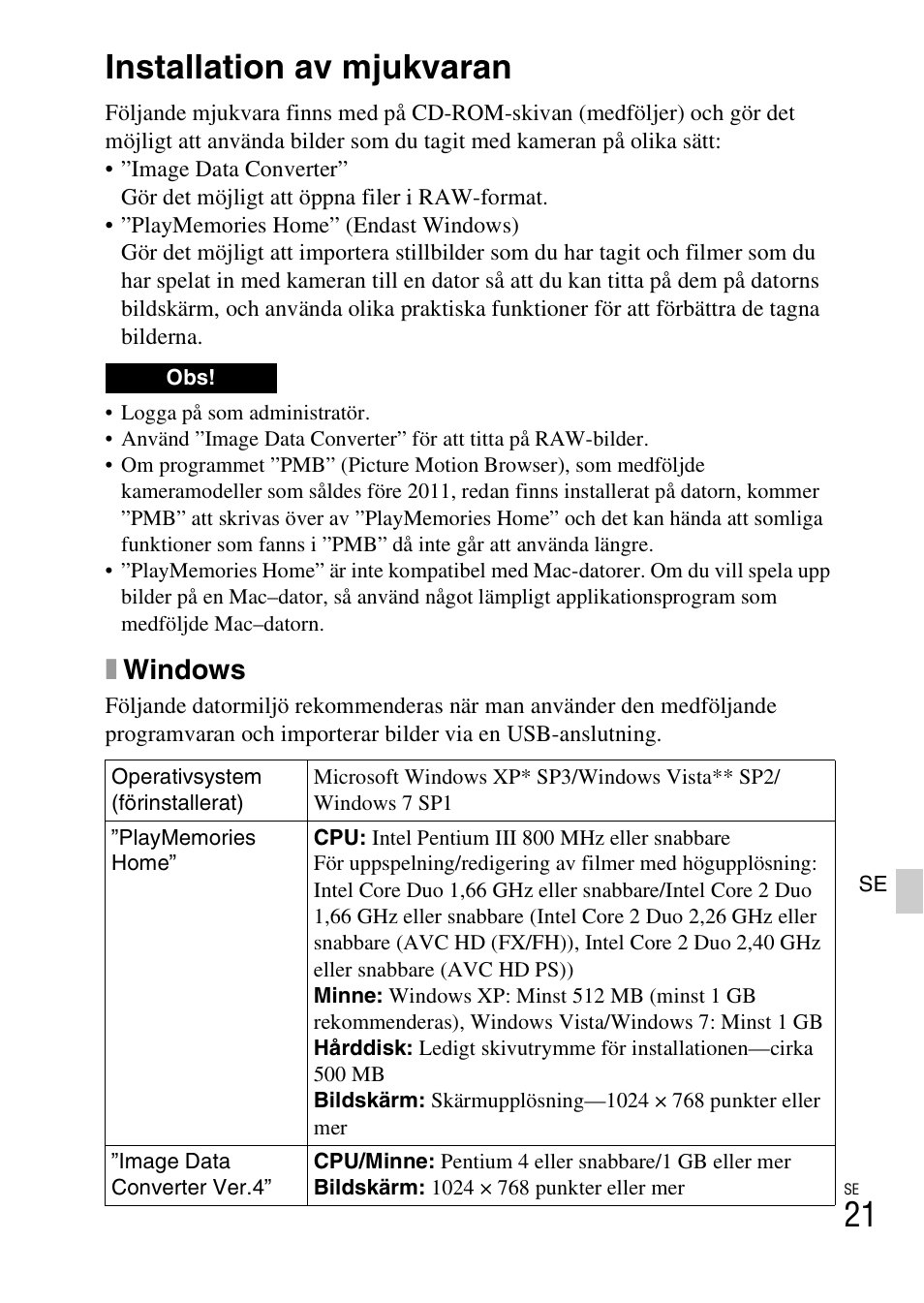 Installation av mjukvaran, Xwindows | Sony NEX-5RL User Manual | Page 563 / 663