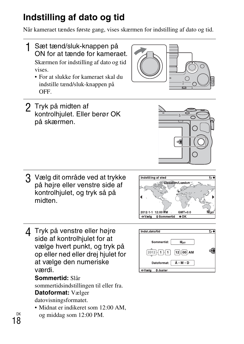 Indstilling af dato og tid, 18 indstilling af dato og tid | Sony NEX-5RL User Manual | Page 650 / 663