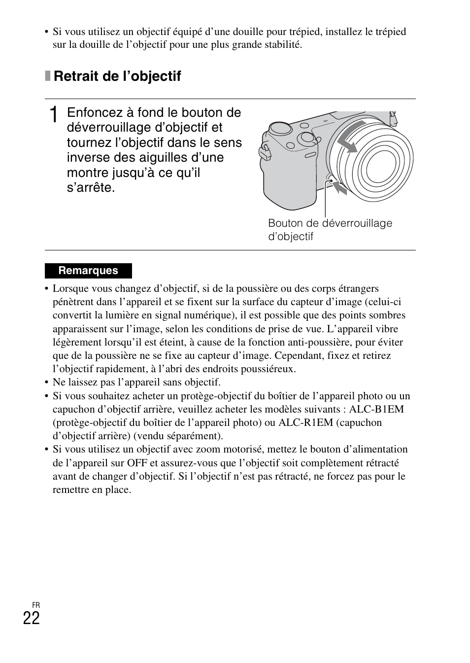 Xretrait de l’objectif | Sony NEX-5RL User Manual | Page 88 / 663