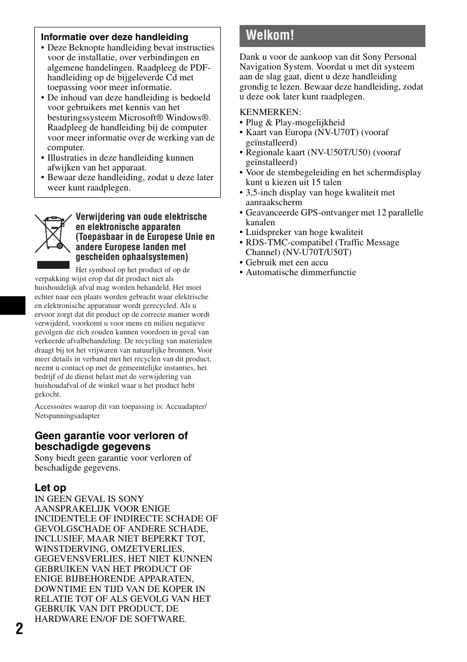 Welkom | Sony NV-U50 User Manual | Page 84 / 216