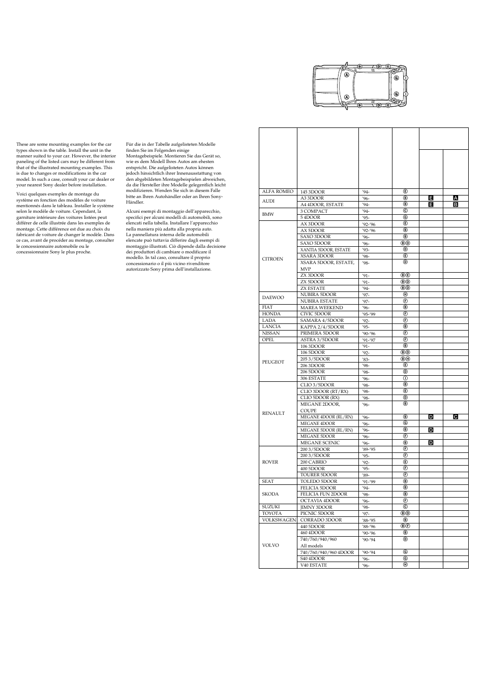 Mounting montage, Einbau montaggio | Sony XS-HA1326 User Manual | Page 3 / 4