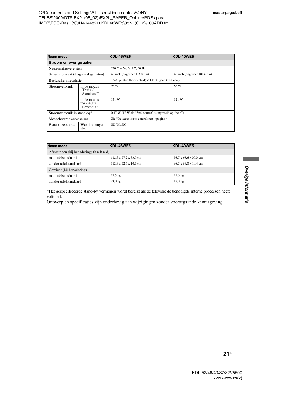 Sony KDL-40WE5 User Manual | Page 122 / 152