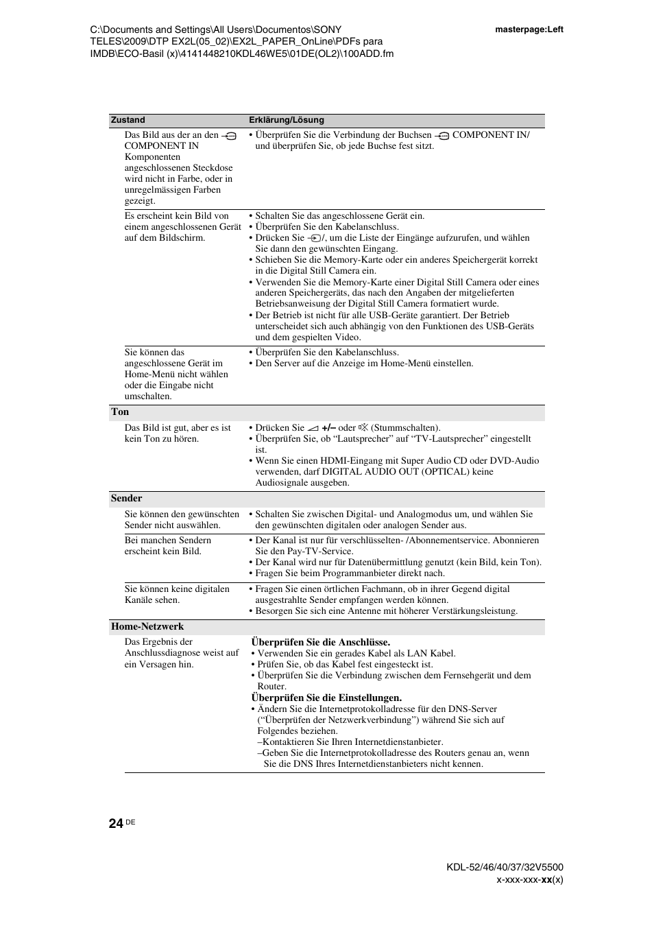 Sony KDL-40WE5 User Manual | Page 24 / 152