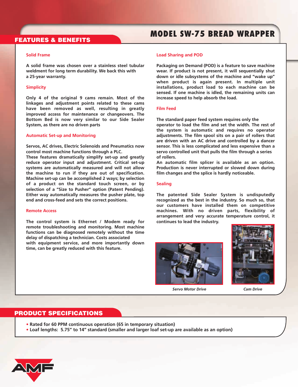 Model sw-75 bread wrapper | AMF SW-75 User Manual | Page 2 / 4