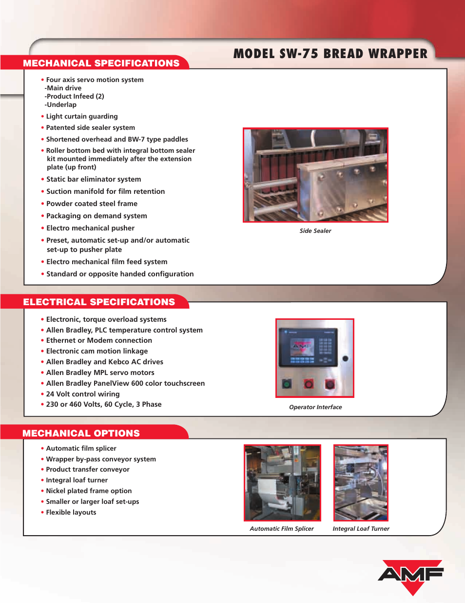 Model sw-75 bread wrapper | AMF SW-75 User Manual | Page 3 / 4