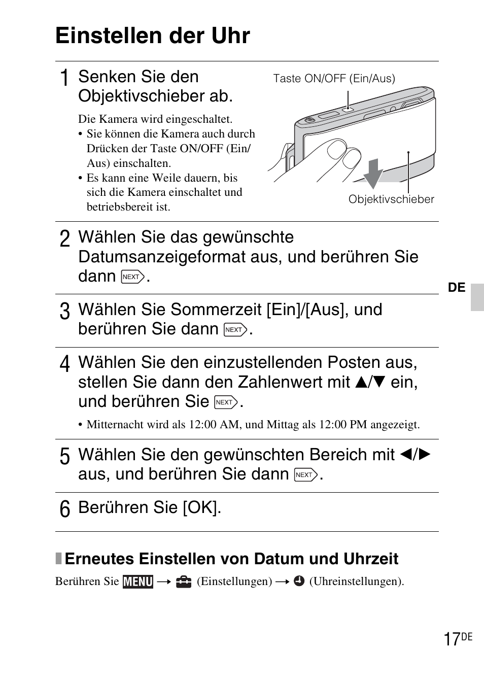 Einstellen der uhr | Sony DSC-TX1 User Manual | Page 139 / 483