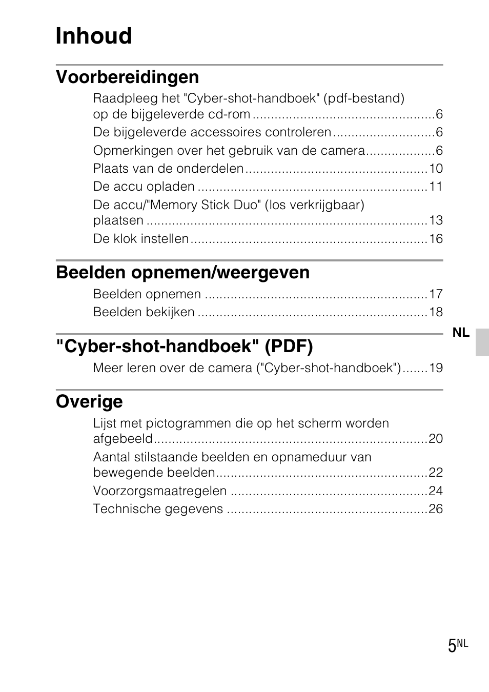 Inhoud, Voorbereidingen, Beelden opnemen/weergeven | Cyber-shot-handboek" (pdf), Overige | Sony DSC-TX1 User Manual | Page 153 / 483