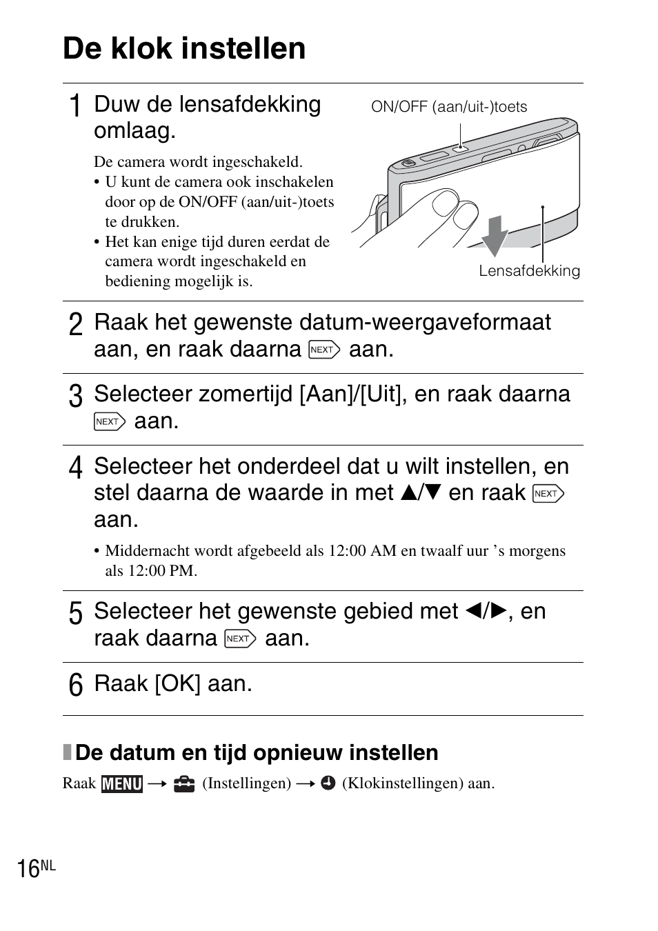 De klok instellen | Sony DSC-TX1 User Manual | Page 164 / 483