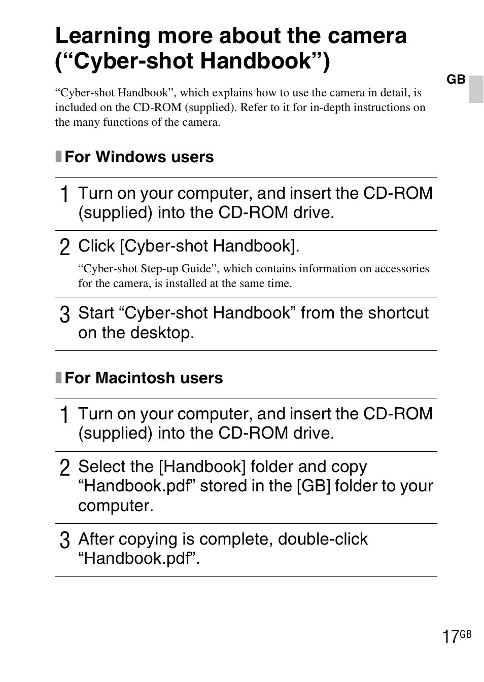 Sony DSC-TX1 User Manual | Page 17 / 483