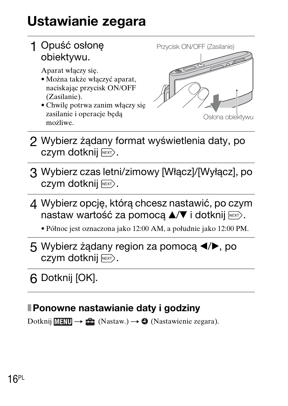 Ustawianie zegara | Sony DSC-TX1 User Manual | Page 190 / 483