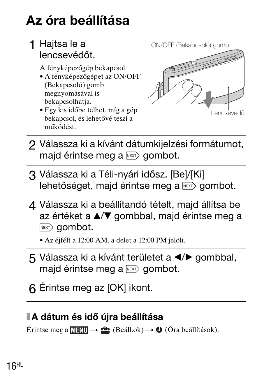 Az óra beállítása | Sony DSC-TX1 User Manual | Page 242 / 483