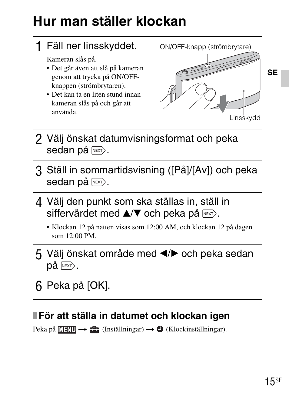 Hur man ställer klockan | Sony DSC-TX1 User Manual | Page 293 / 483