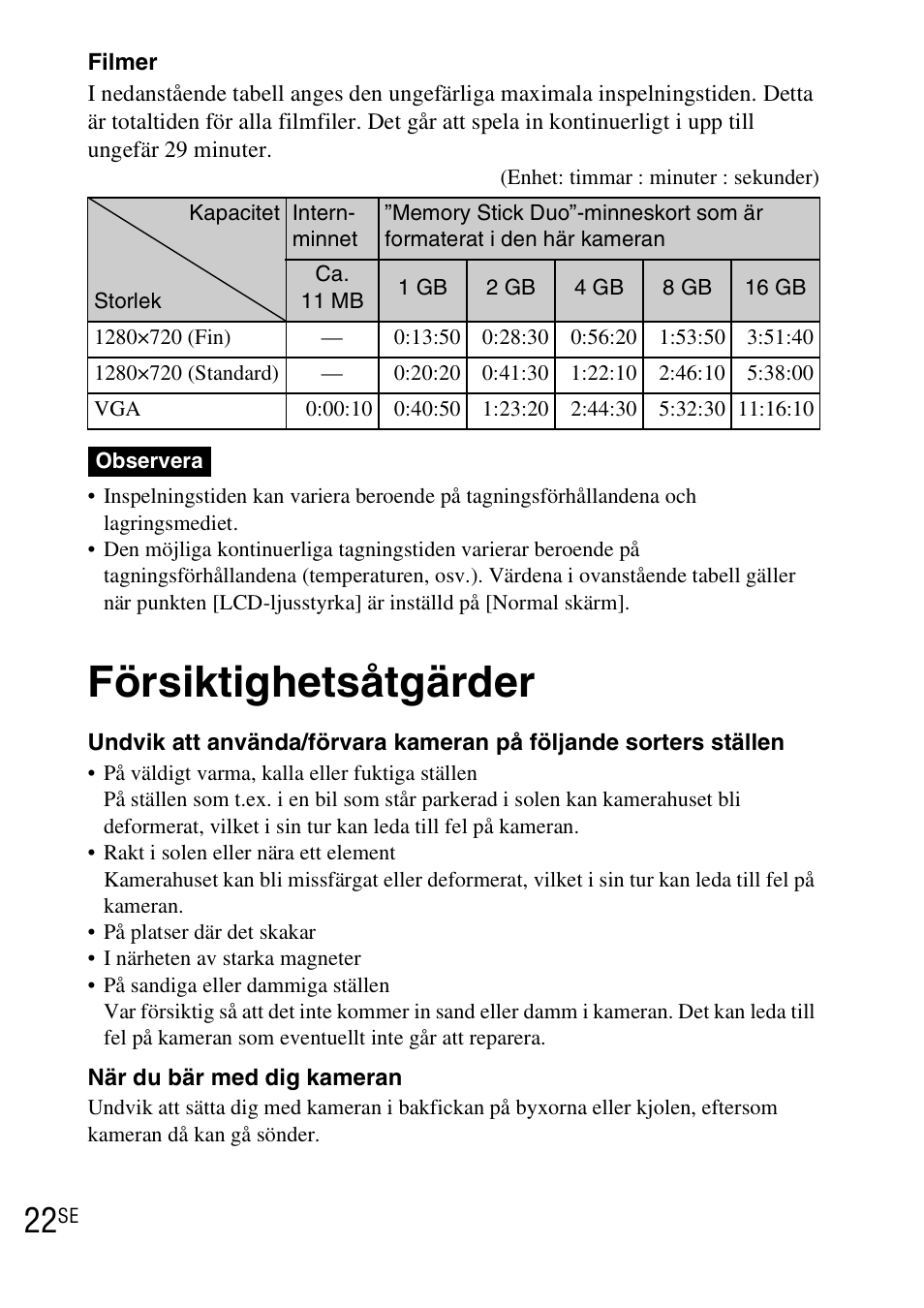 Försiktighetsåtgärder | Sony DSC-TX1 User Manual | Page 300 / 483