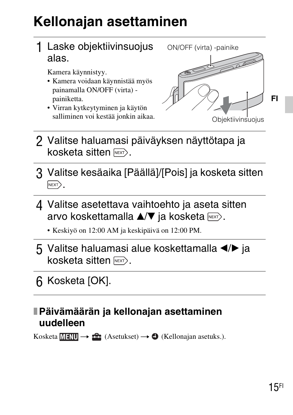 Kellonajan asettaminen | Sony DSC-TX1 User Manual | Page 317 / 483