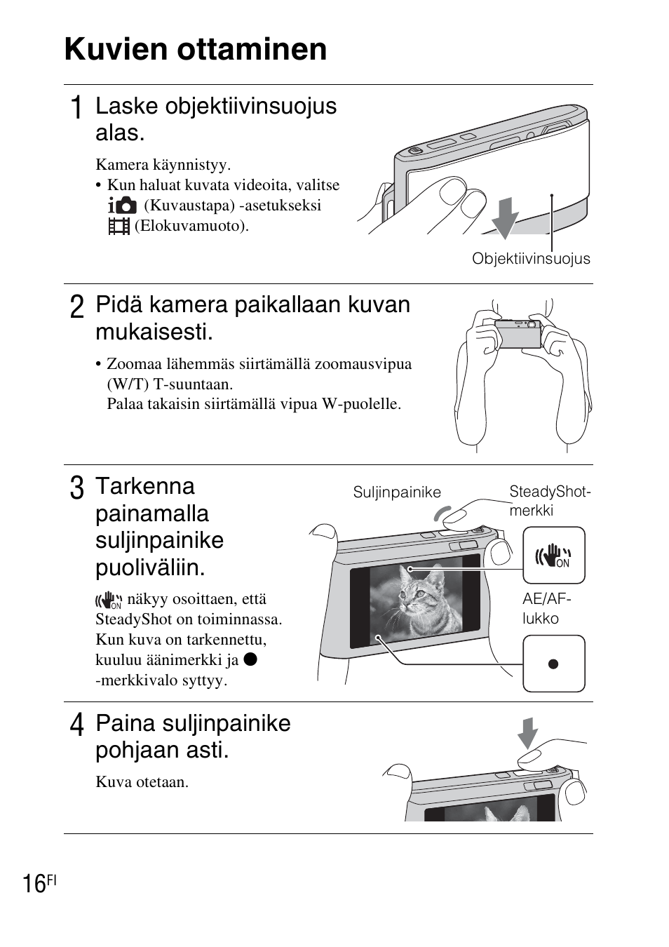 Kuvien ottaminen, Kuvien ottaminen 1 | Sony DSC-TX1 User Manual | Page 318 / 483