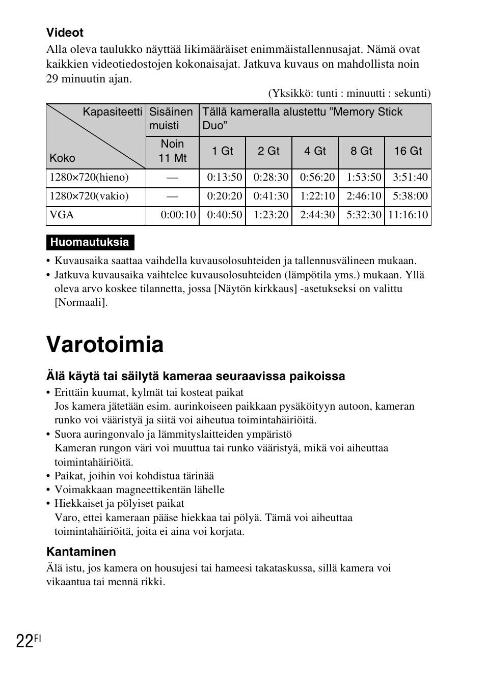 Varotoimia | Sony DSC-TX1 User Manual | Page 324 / 483