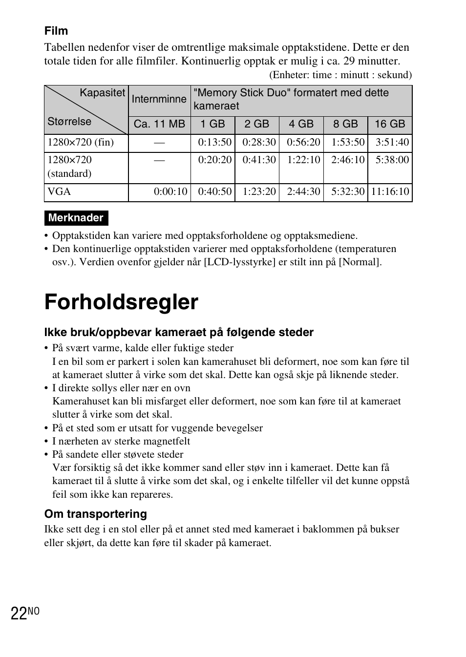 Forholdsregler | Sony DSC-TX1 User Manual | Page 348 / 483