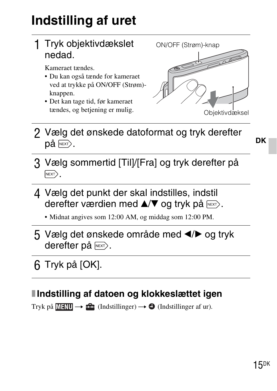 Indstilling af uret | Sony DSC-TX1 User Manual | Page 365 / 483