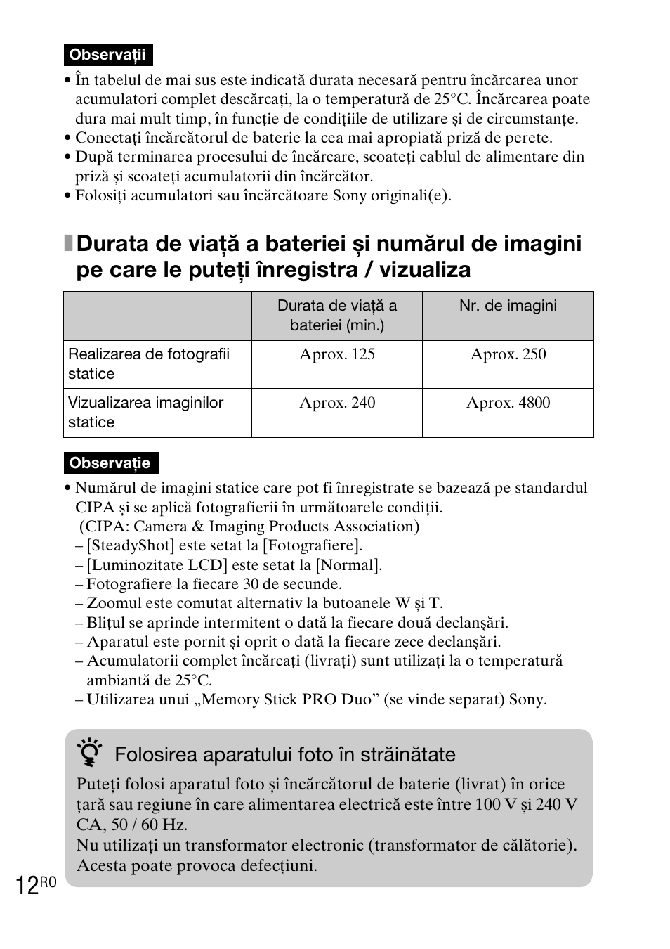 Folosirea aparatului foto în străinătate | Sony DSC-TX1 User Manual | Page 410 / 483