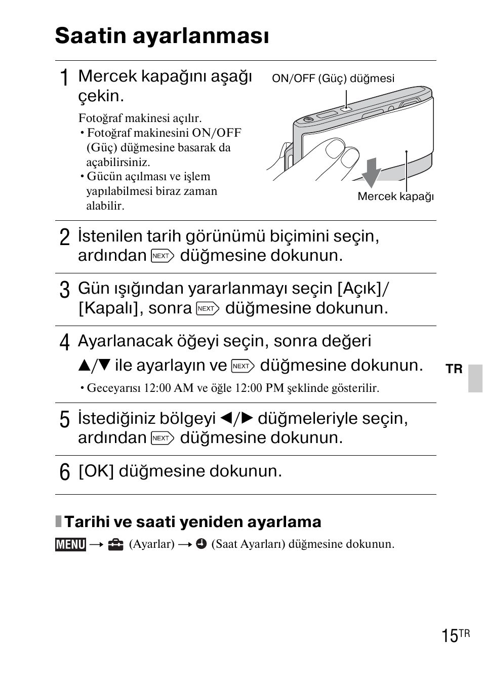 Saatin ayarlanması | Sony DSC-TX1 User Manual | Page 439 / 483