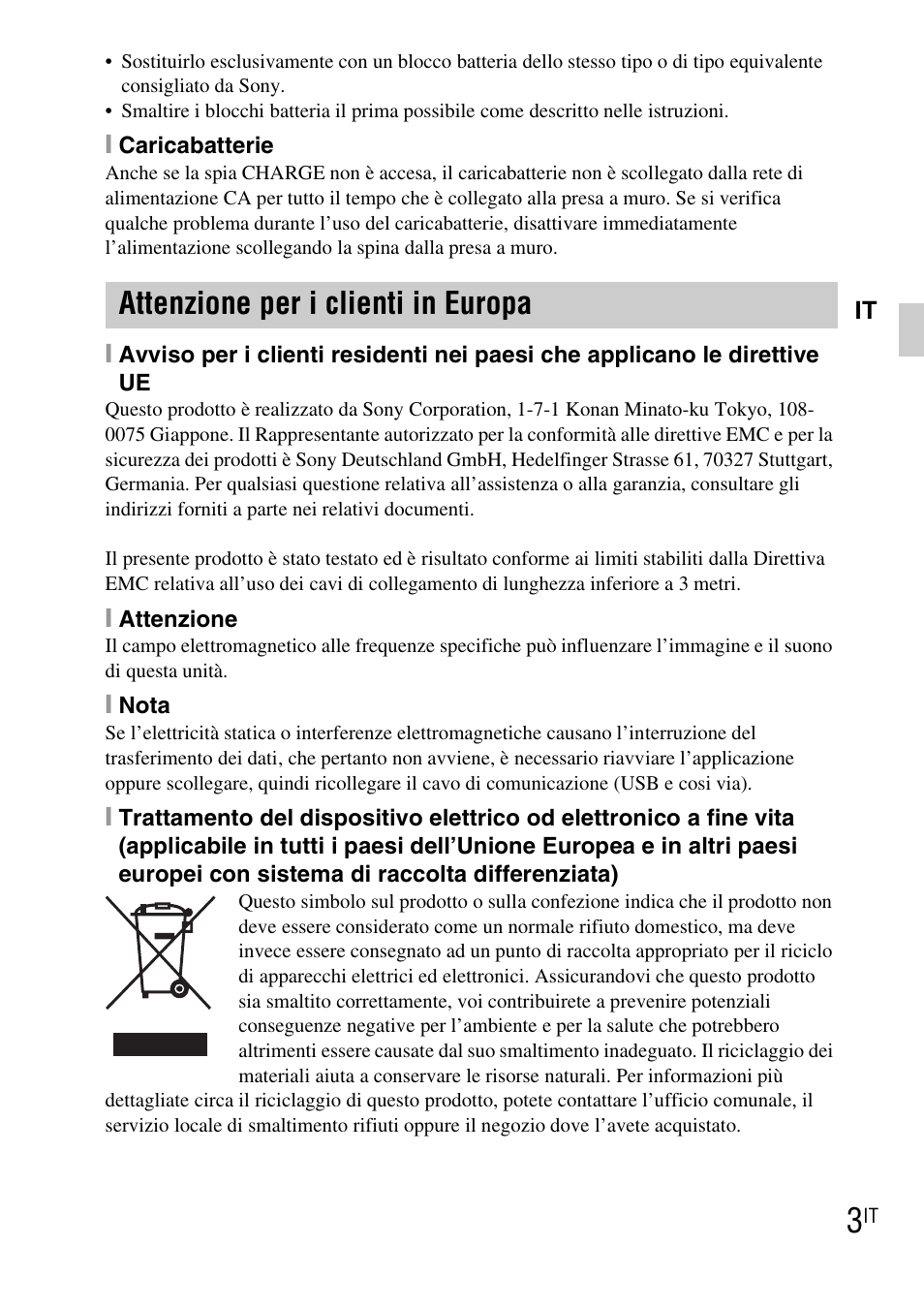 Attenzione per i clienti in europa | Sony DSC-TX1 User Manual | Page 53 / 483