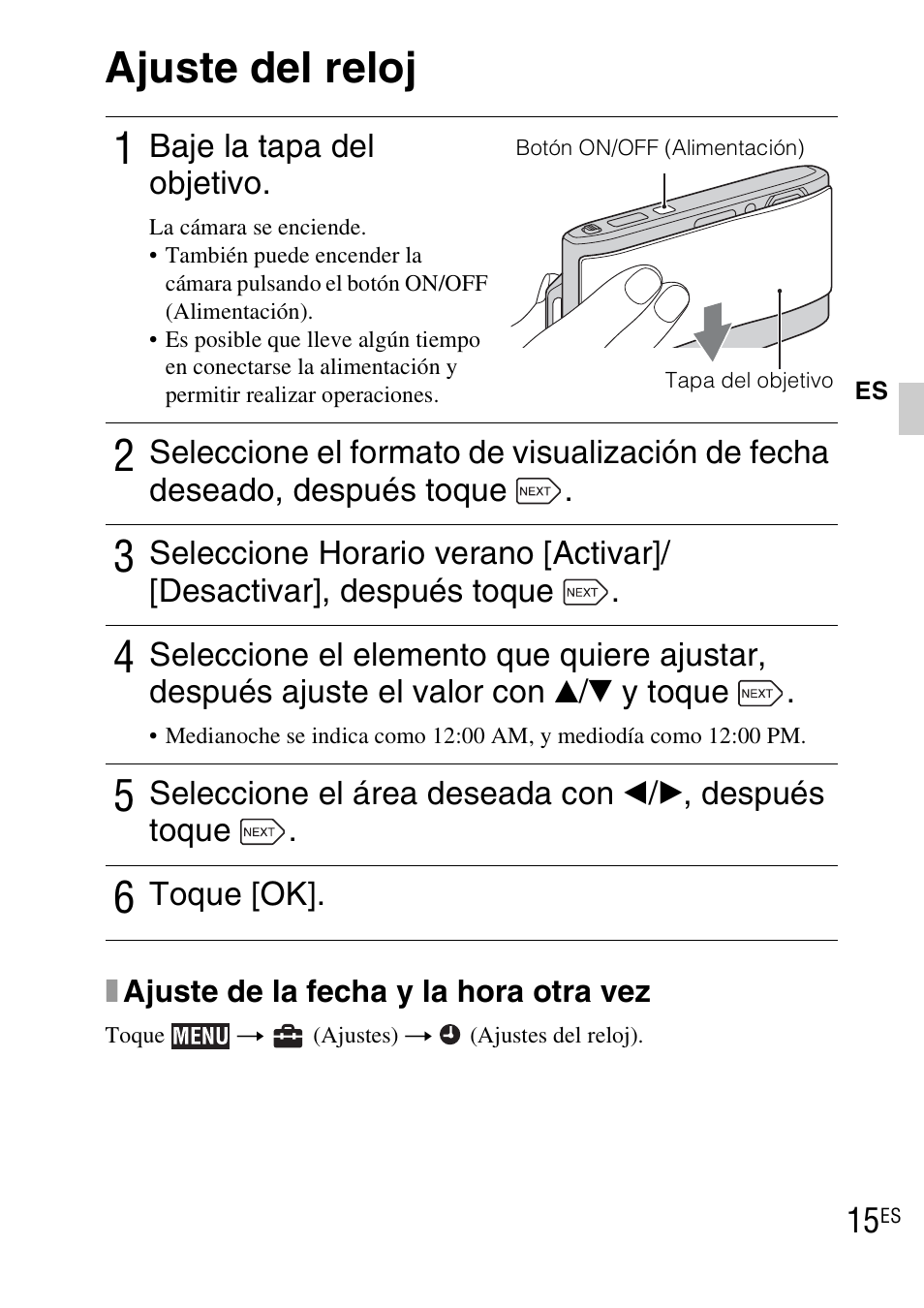 Ajuste del reloj | Sony DSC-TX1 User Manual | Page 89 / 483